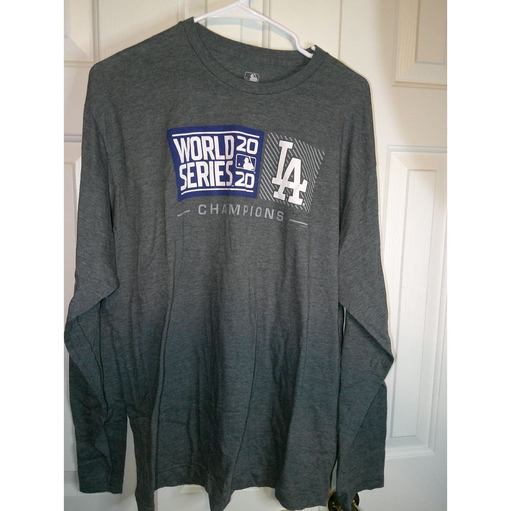 LA Dodgers 2020 World Series Champions Long Sleeve T-Shirt MLB Official Gray XL